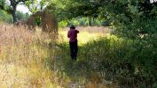 PICTURES/Old Fort Rucker/t_Sharon Walking To Commissary Ruin.JPG